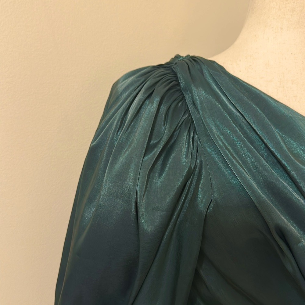 Lovers + Friends Womens Kennedy One Shoulder Mini Dress in Emerald Sz Large - Picture 6 of 13